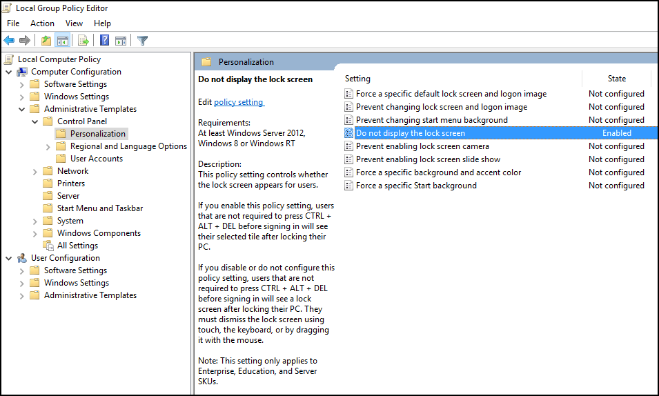 disable login after sleep in windows 10